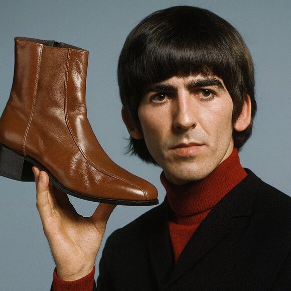 Vintage 60's Beatle ankle Florsheim Imperial Duke side-zip boots cognac leather. - Picture 1 of 9